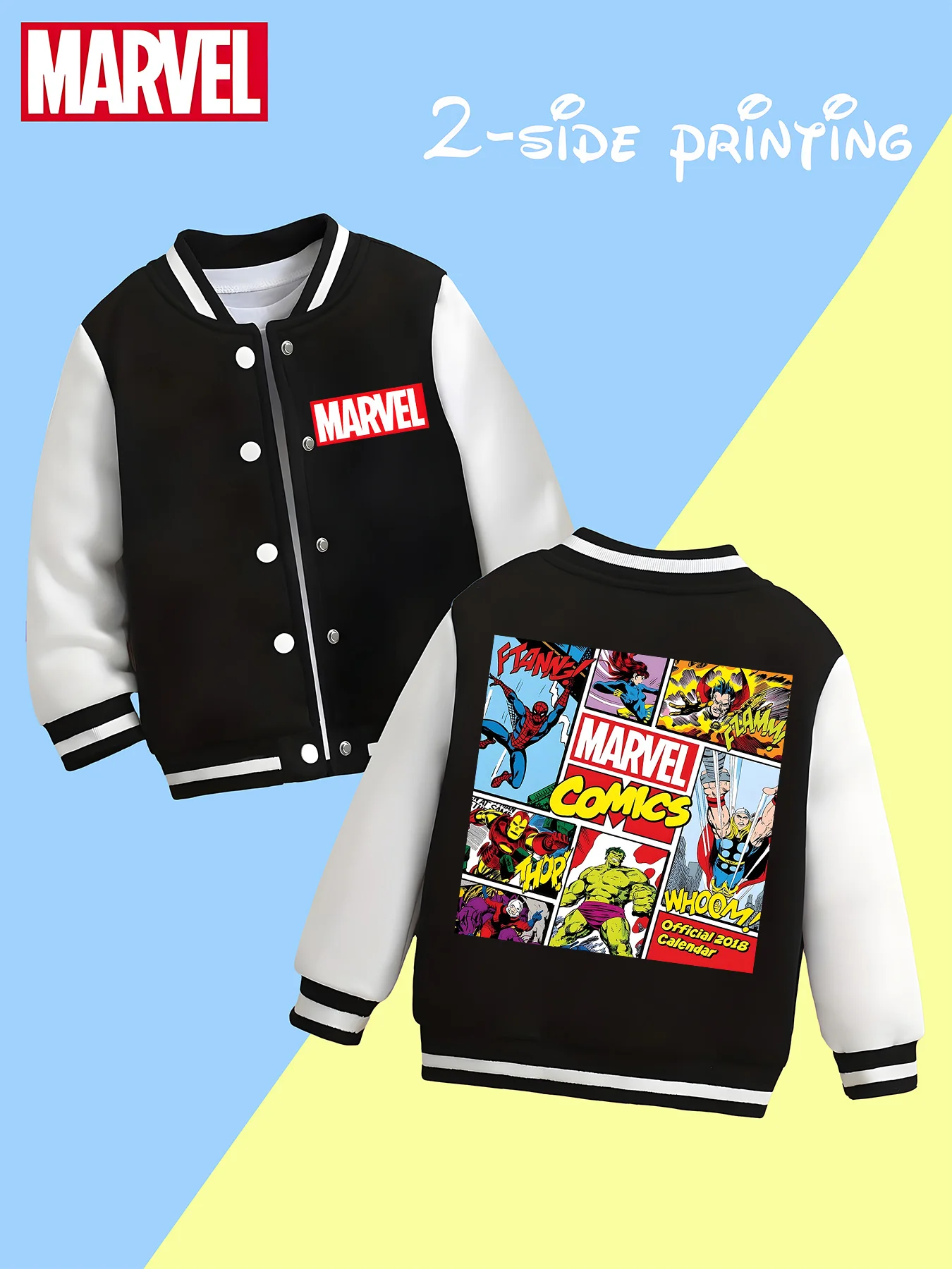 MINISO Marvel Boys Baseball Jacket - Marvel Classic, classic black and white, soft fabric, warm and comfortable, skin-friendly,
MINISO Marvel Boys Baseball Jacket - Marvel Classic, classic black and white, soft fabric, warm and comfortable, skin-friendly,