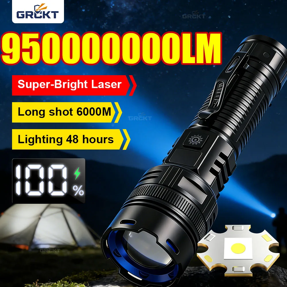 950000000LM Super Bright LED Flashlight Rechargeable Tactical Torch Lantern Waterproof Zoom Flashlight Outdoor Camping Emergency
950000000LM Super Bright LED Flashlight Rechargeable Tactical Torch Lantern Waterproof Zoom Flashlight Outdoor Camping Emergency