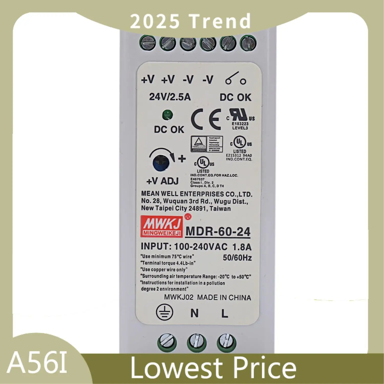 ABDD 2 Pcs MDR-60 Din Rail Power Supply Ac-Dc Driver Voltage Regulator Power Suply 110V 220V, 24V 20W & 12V 60W
ABDD 2 Pcs MDR-60 Din Rail Power Supply Ac-Dc Driver Voltage Regulator Power Suply 110V 220V, 24V 20W & 12V 60W