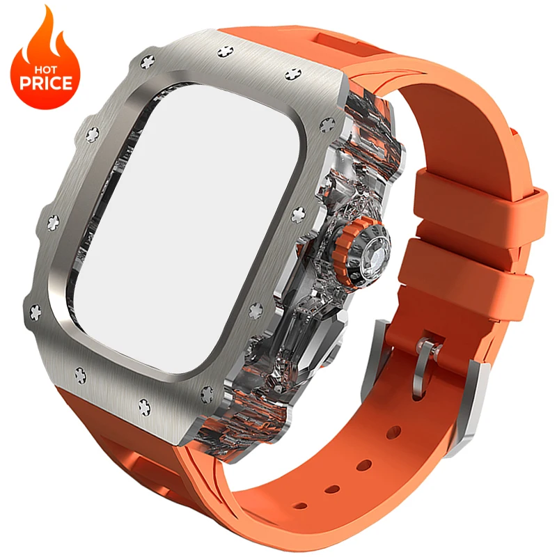 Luxury Modification Kit For Apple Watch Ultra 3 49mm Stainless Steel Case For IWatch 9 8 7 6 45mm 44mm Crystal Button Sport Band
Luxury Modification Kit For Apple Watch Ultra 3 49mm Stainless Steel Case For IWatch 9 8 7 6 45mm 44mm Crystal Button Sport Band