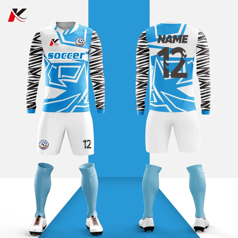 Custom Men Soccer Uniform Set Full Sublimation Football Jersey Breathable Long Sleeve Football Uniform Cheap Soccer Jersey
Custom Men Soccer Uniform Set Full Sublimation Football Jersey Breathable Long Sleeve Football Uniform Cheap Soccer Jersey