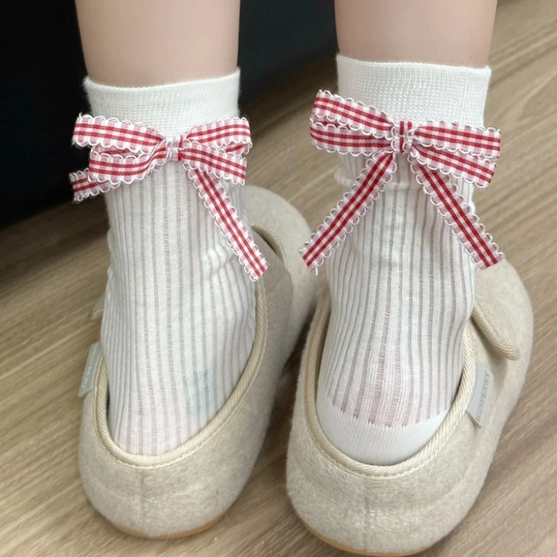 Корейский стиль, милые клетчатые носки с бантом, женские летние тонкие дышащие однотонные универсальные носки до середины икры JK
Корейский стиль, милые клетчатые носки с бантом, женские летние тонкие дышащие однотонные универсальные носки до середины икры JK