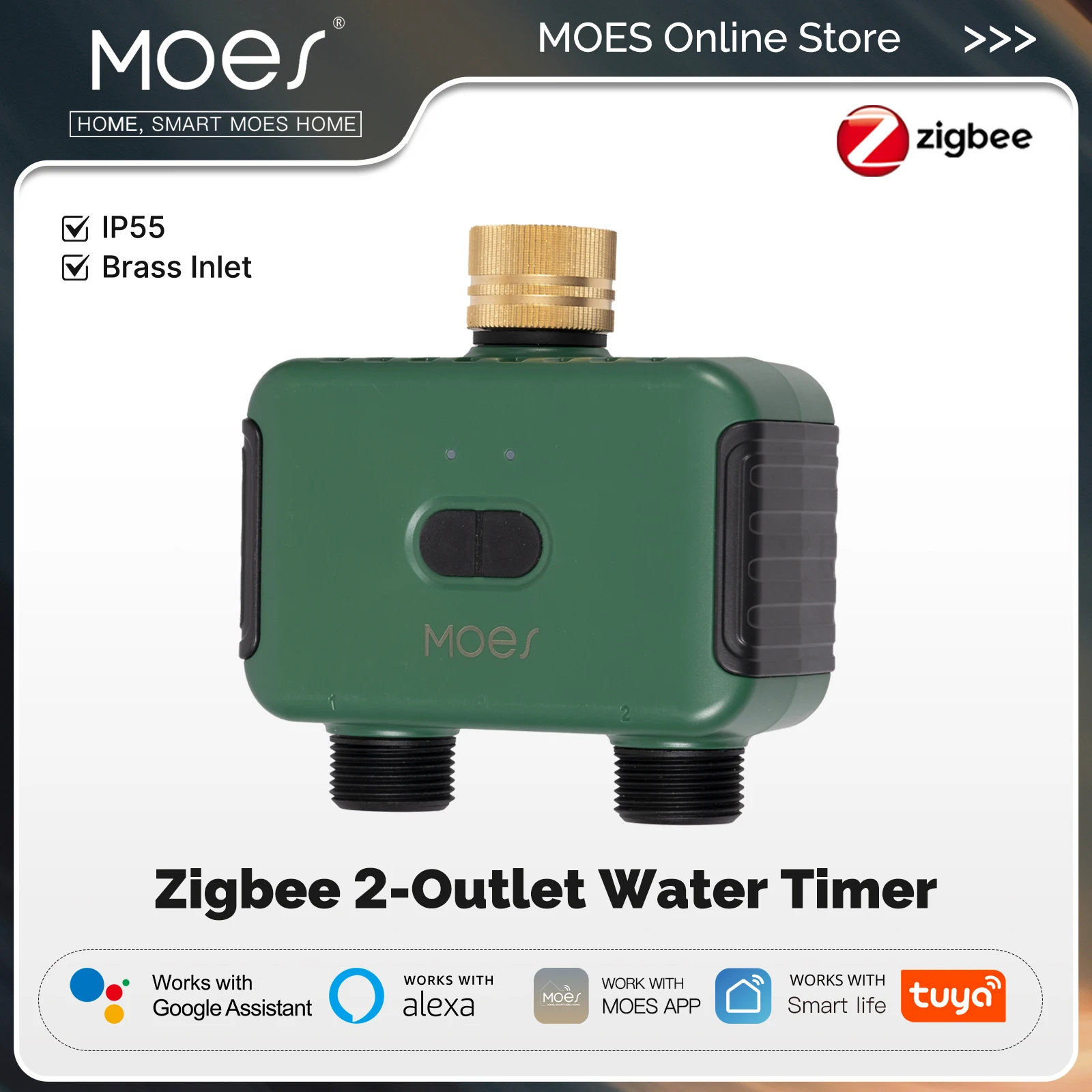 MOES Smart ZigBee 2-Outlet Water Timer - Brass Inlet Programmable Sprinkler with Filter, Tuya App/Alexa/Google Home Control for
MOES Smart ZigBee 2-Outlet Water Timer - Brass Inlet Programmable Sprinkler with Filter, Tuya App/Alexa/Google Home Control for