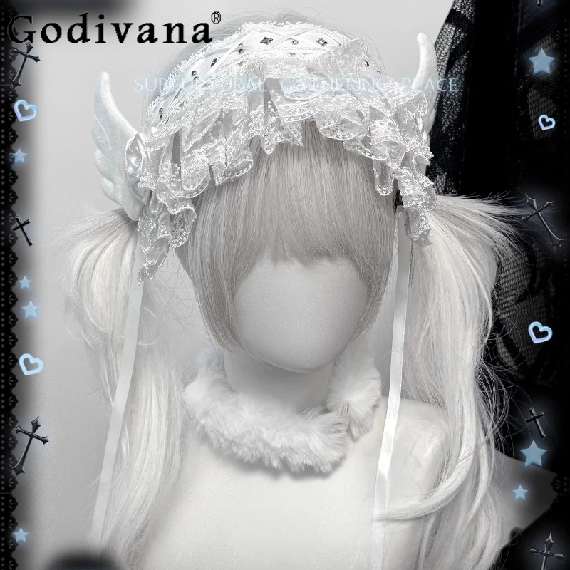 Original Design Gothic Y2k Headband Japanese Lolita Mine Wing Rivets Lace Edge Headband Subculture Sweet Hair Accessories 
Original Design Gothic Y2k Headband Japanese Lolita Mine Wing Rivets Lace Edge Headband Subculture Sweet Hair Accessories