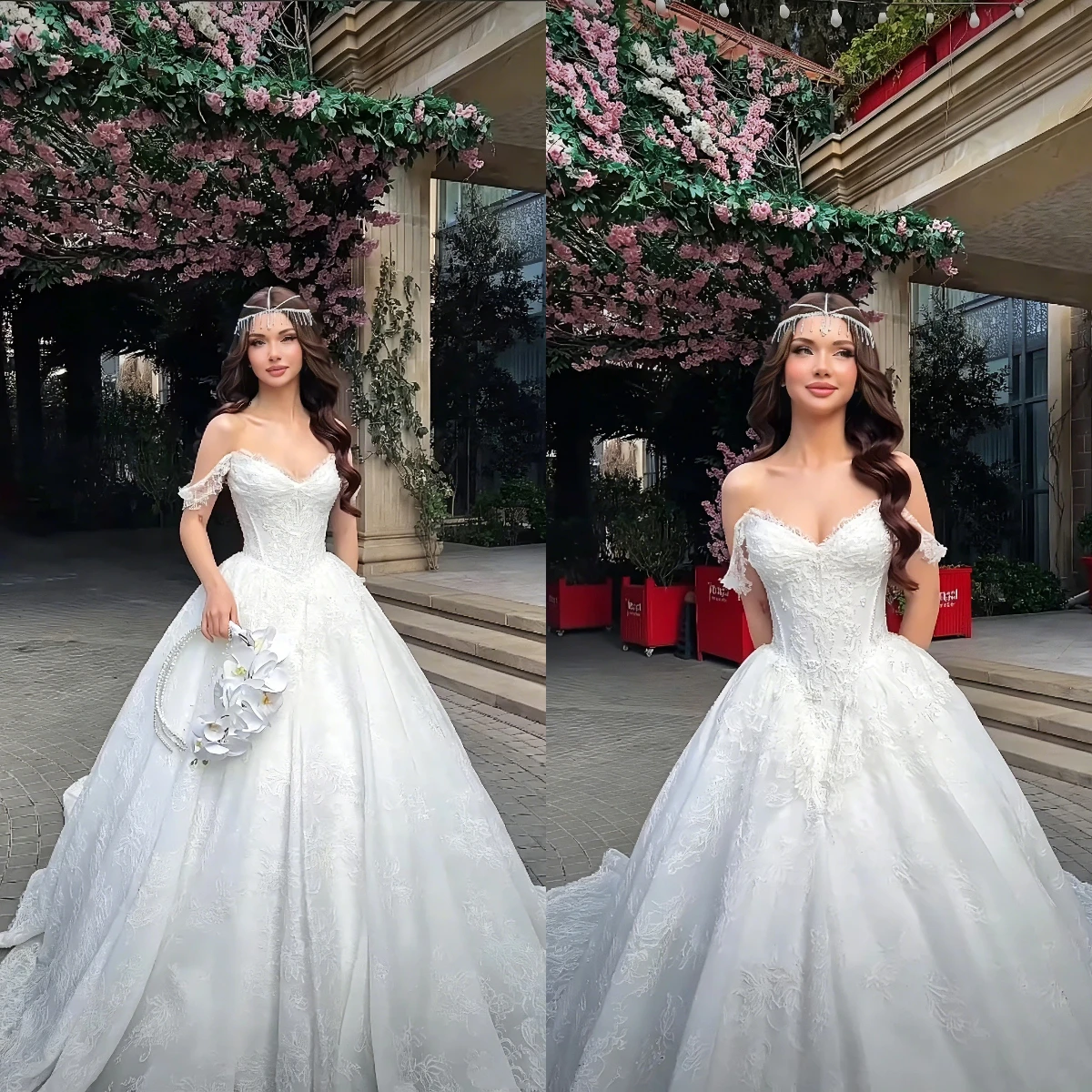 New White lace Applique Princess Wedding Dress A-line V-neck Tight Corset Bride Dress Party Dress Vestido De Novia Customized
New White lace Applique Princess Wedding Dress A-line V-neck Tight Corset Bride Dress Party Dress Vestido De Novia Customized