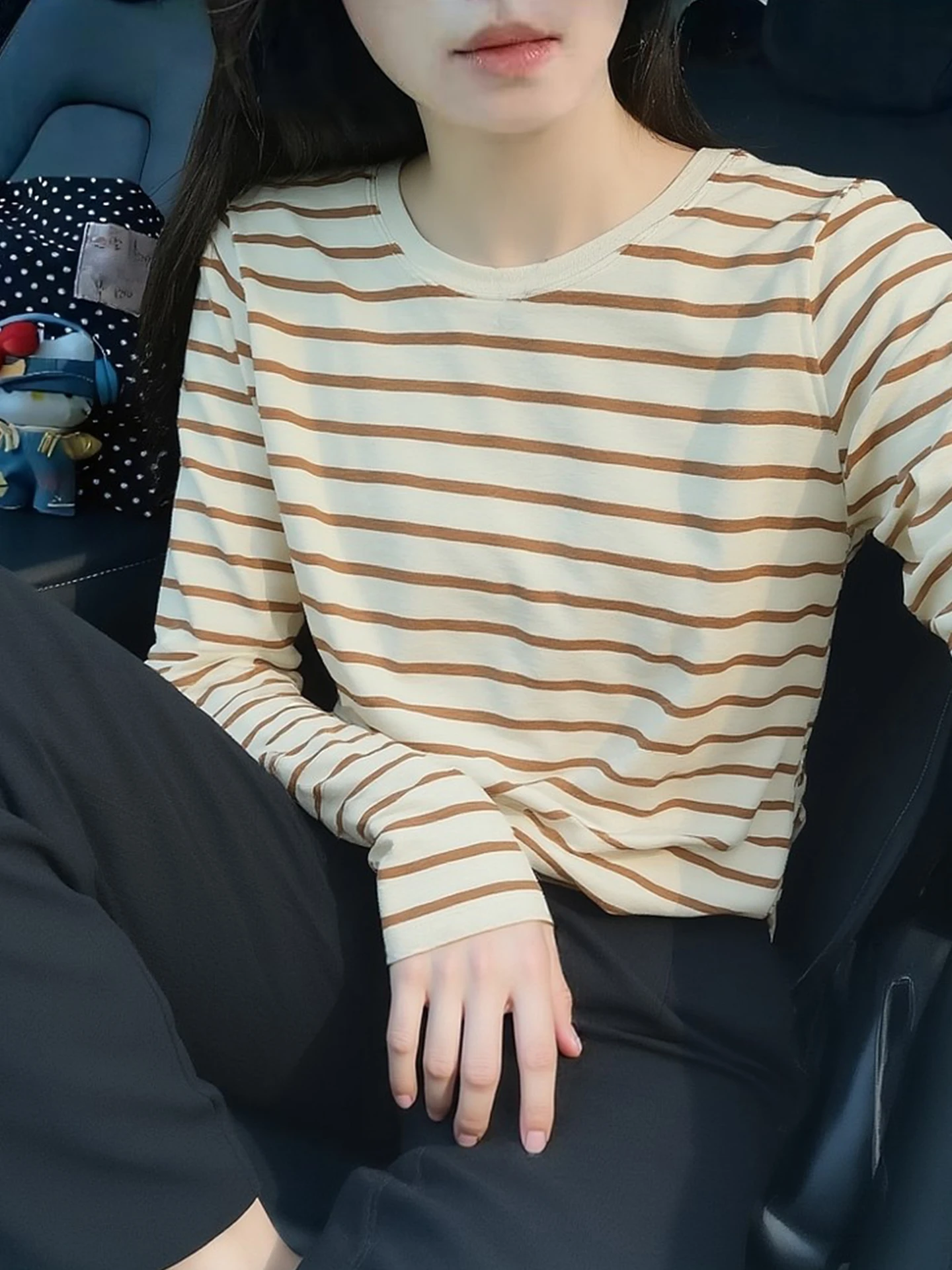 Casual round Neck Striped T-Shirt Women's Long Sleeve Base Shirt Versatile Commute Fashion Soft Spring Top plus Size Inner Wear
Casual round Neck Striped T-Shirt Women's Long Sleeve Base Shirt Versatile Commute Fashion Soft Spring Top plus Size Inner Wear