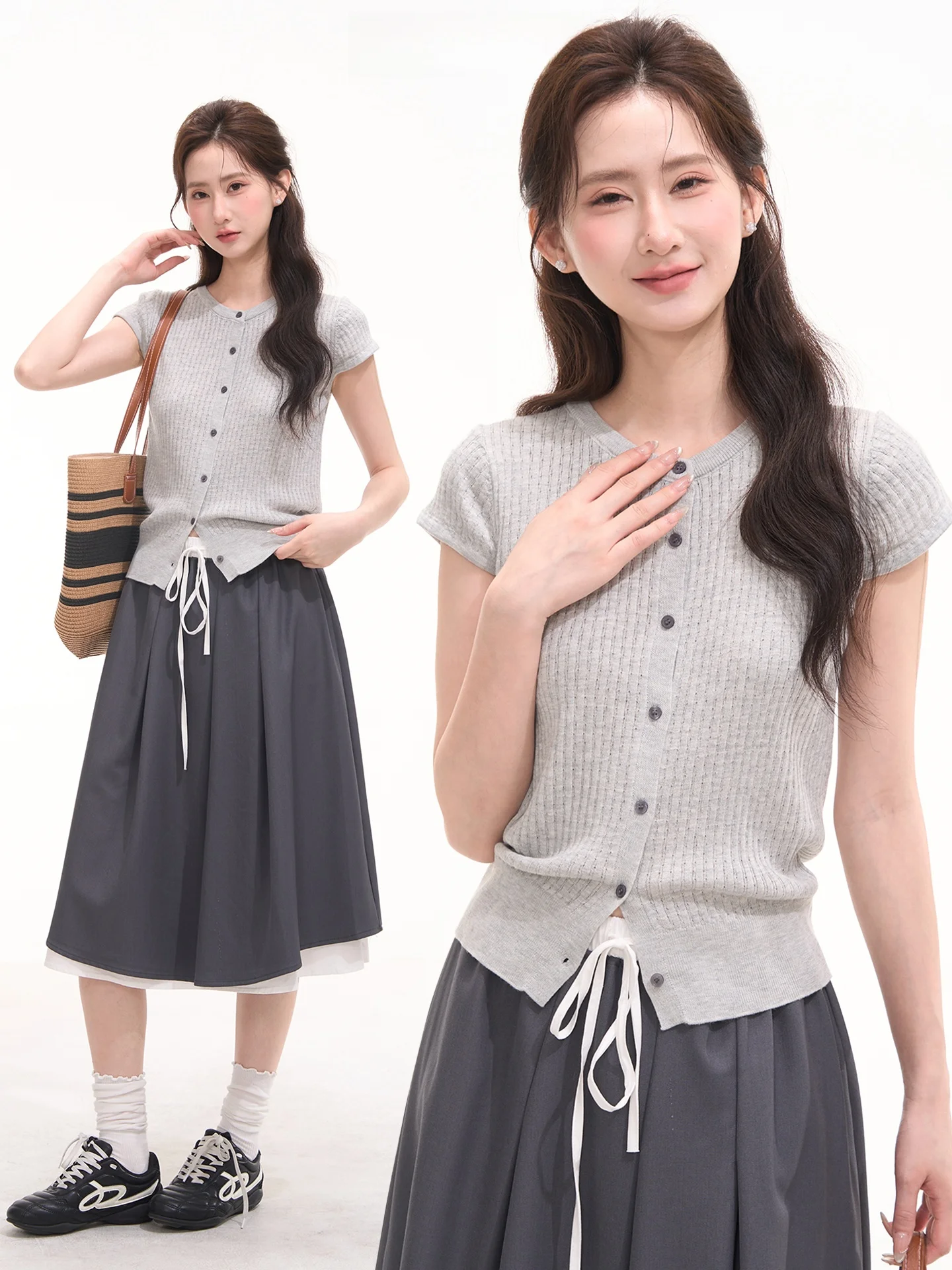 Heme Summer Evening Breeze Single Button Design Short Sleeve Knitted Sweater Women Commute Style Polyester Blend Open Cardigan
Heme Summer Evening Breeze Single Button Design Short Sleeve Knitted Sweater Women Commute Style Polyester Blend Open Cardigan