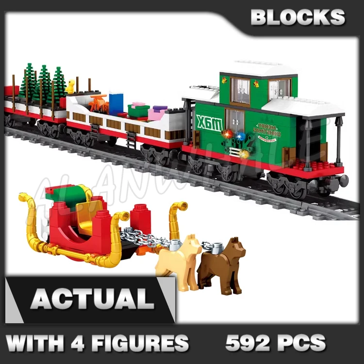 592pcs Creative Winter Holiday Green Cargo Gift Train Snow Sledge Tree 25828 Building Block toys Compatible With Model
592pcs Creative Winter Holiday Green Cargo Gift Train Snow Sledge Tree 25828 Building Block toys Compatible With Model