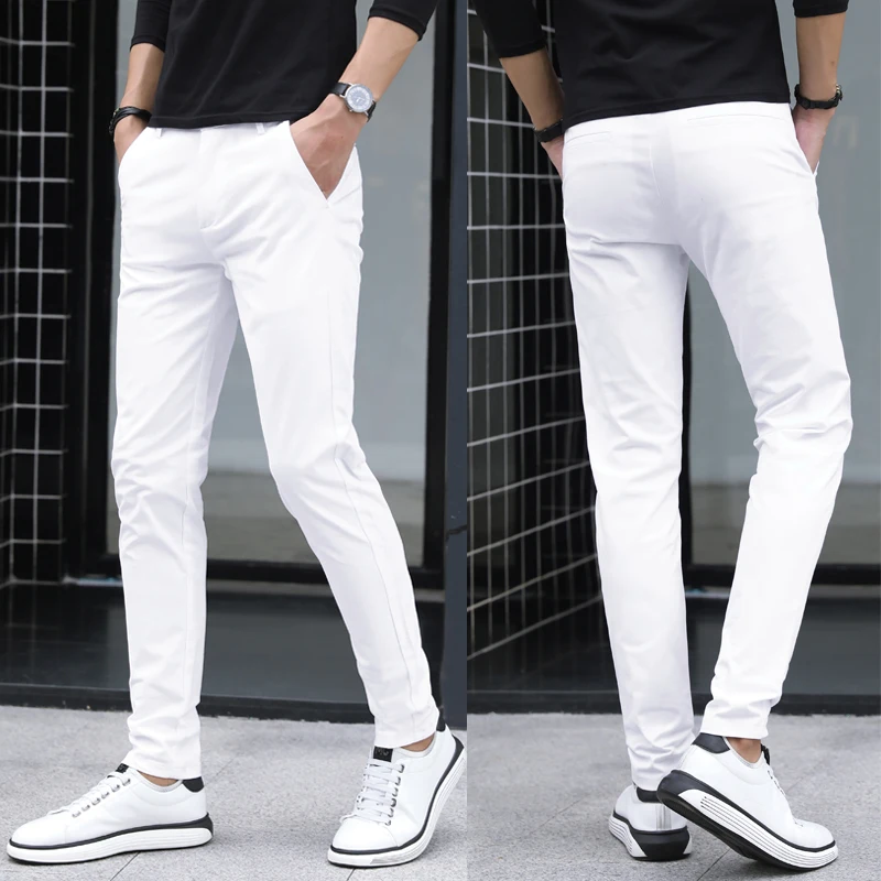 Spring Men's White Casual Pants Slim Fit Small Foot Pants Versatile White Pants Trendy Transparent Daa Youth Leisure Trousers
Spring Men's White Casual Pants Slim Fit Small Foot Pants Versatile White Pants Trendy Transparent Daa Youth Leisure Trousers