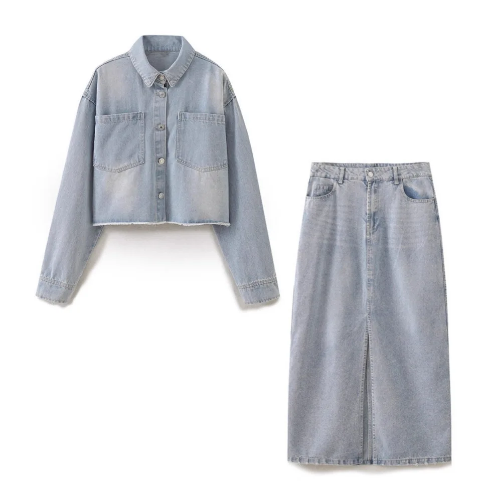 Женская джинсовая короткая куртка, универсальная куртка, юбка, модный костюм, модный
Женская джинсовая короткая куртка, универсальная куртка, юбка, модный костюм, модный