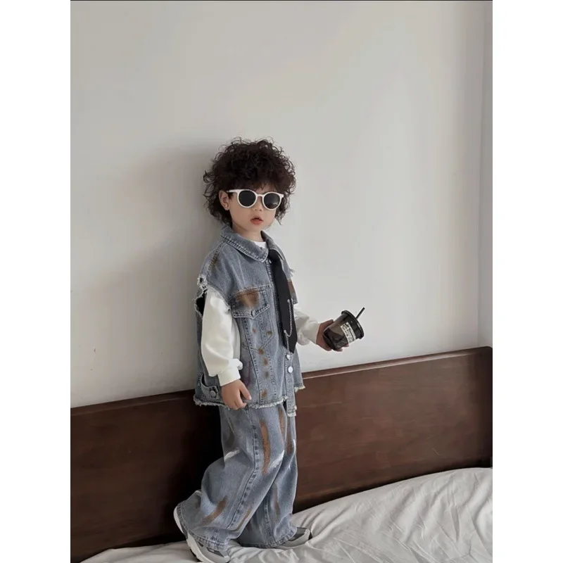Spring Autumn Cotton Sport Teenagers Children Clothing Boys Vest +Pants Kids Suits Cotton 2PCS/Set 2025 Blue Jean
Spring Autumn Cotton Sport Teenagers Children Clothing Boys Vest +Pants Kids Suits Cotton 2PCS/Set 2025 Blue Jean