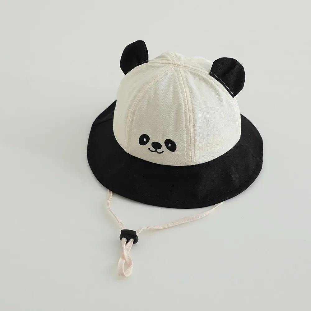 Модная детская шляпа от солнца с милым медведем, хлопковая шляпа-ведро с широкими полями для малышей 0-3 лет, кепка с защитой от ультрафиолета, пляжная кепка, летняя кепка