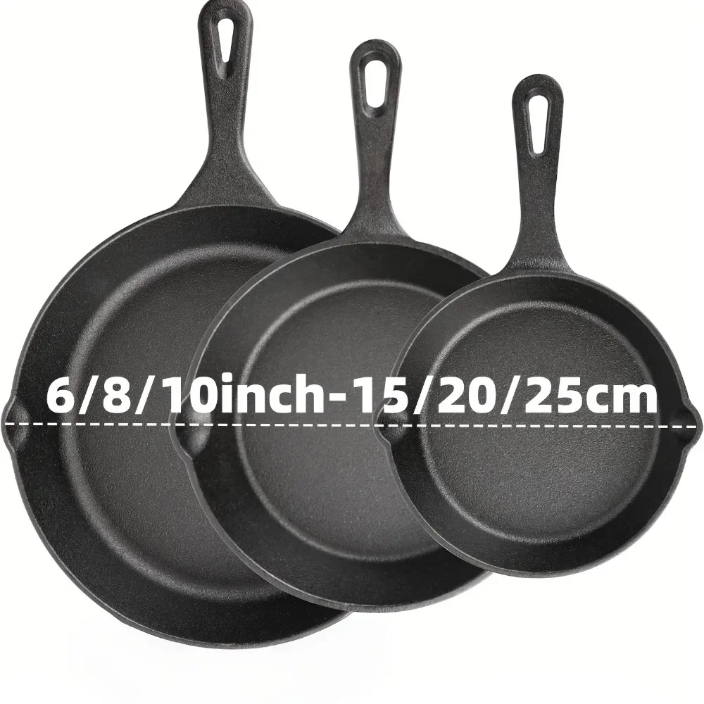 3PCS Cast Iron Skillet Set (6/8/10 Inch), Pre-Seasoned Heavy-Duty Pans for Oven, Grill & Campfire, Non-Stick, Even Heat
3PCS Cast Iron Skillet Set (6/8/10 Inch), Pre-Seasoned Heavy-Duty Pans for Oven, Grill & Campfire, Non-Stick, Even Heat