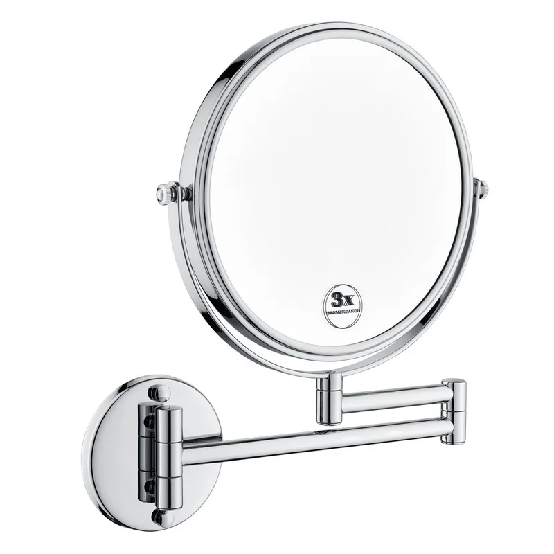 8-Inch LED Wall Mount Two-Sided Vanity Mirror, 12-Inch Chrome Extension, 1X/3X Magnification, 360° Rotation, Waterproof Button Shaving Mirror
8-Inch LED Wall Mount Two-Sided Vanity Mirror, 12-Inch Chrome Extension, 1X/3X Magnification, 360° Rotation, Waterproof Button Shaving Mirror