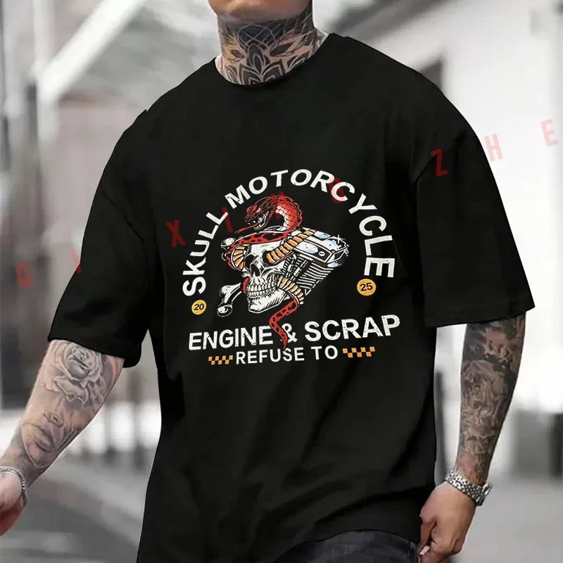 Skull Snake Plate Scrapped Motorcycle Engine American Retro Moto Men's And Women's T-shirt Cotton Casual Short-sleeved Tshirt
Skull Snake Plate Scrapped Motorcycle Engine American Retro Moto Men's And Women's T-shirt Cotton Casual Short-sleeved Tshirt
