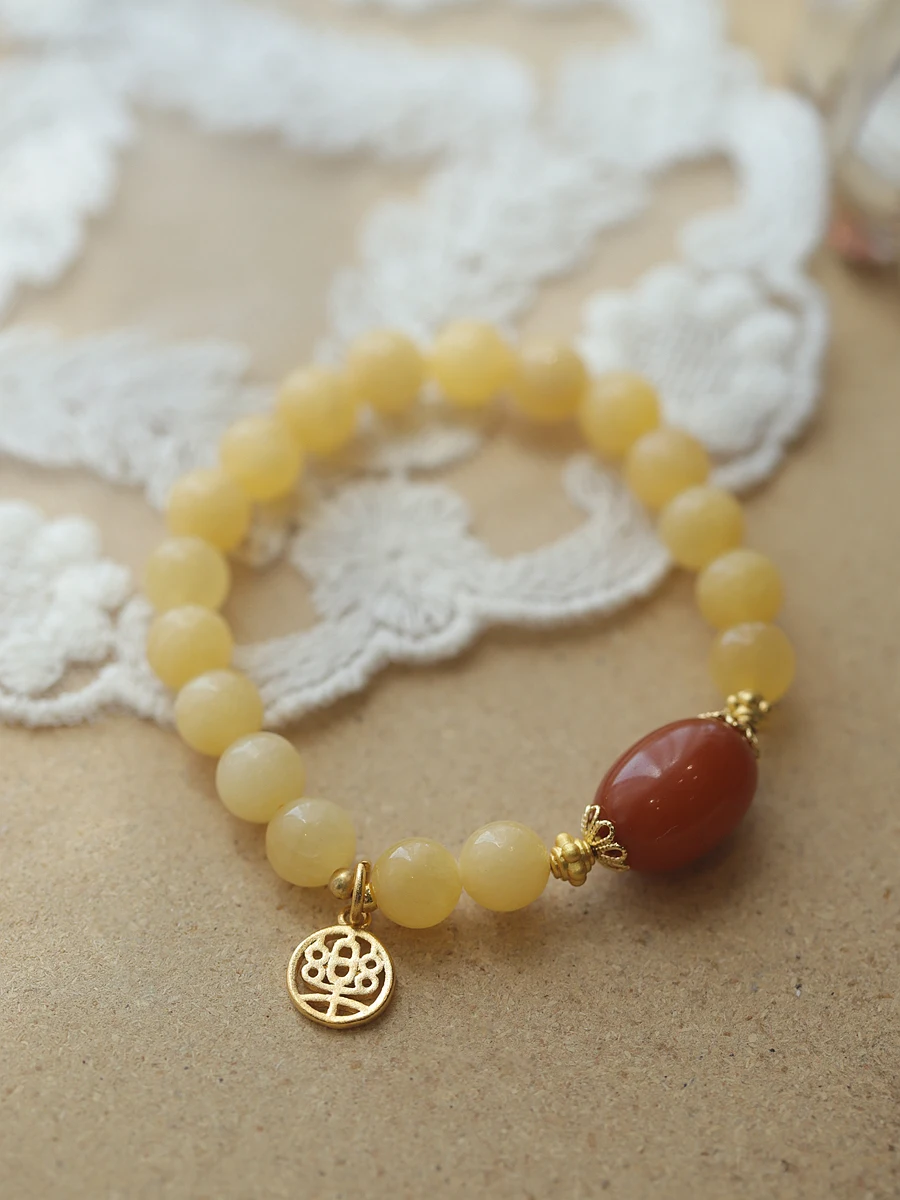 Summer New Arrival Yellow Jade Bracelet Stomp Rope Golden Pendant Amber Bracelet Gift Women's Tray for StudentHigh-grade Jewelry
Summer New Arrival Yellow Jade Bracelet Stomp Rope Golden Pendant Amber Bracelet Gift Women's Tray for StudentHigh-grade Jewelry