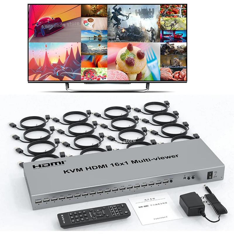 1080P HDMI KVM Multi Viewer Switch 16 in 1 out HDMI Multi-viewer USB KVM 2 4 6 8 16 Multi Screen Divider Support Mouse Keyboard
1080P HDMI KVM Multi Viewer Switch 16 in 1 out HDMI Multi-viewer USB KVM 2 4 6 8 16 Multi Screen Divider Support Mouse Keyboard