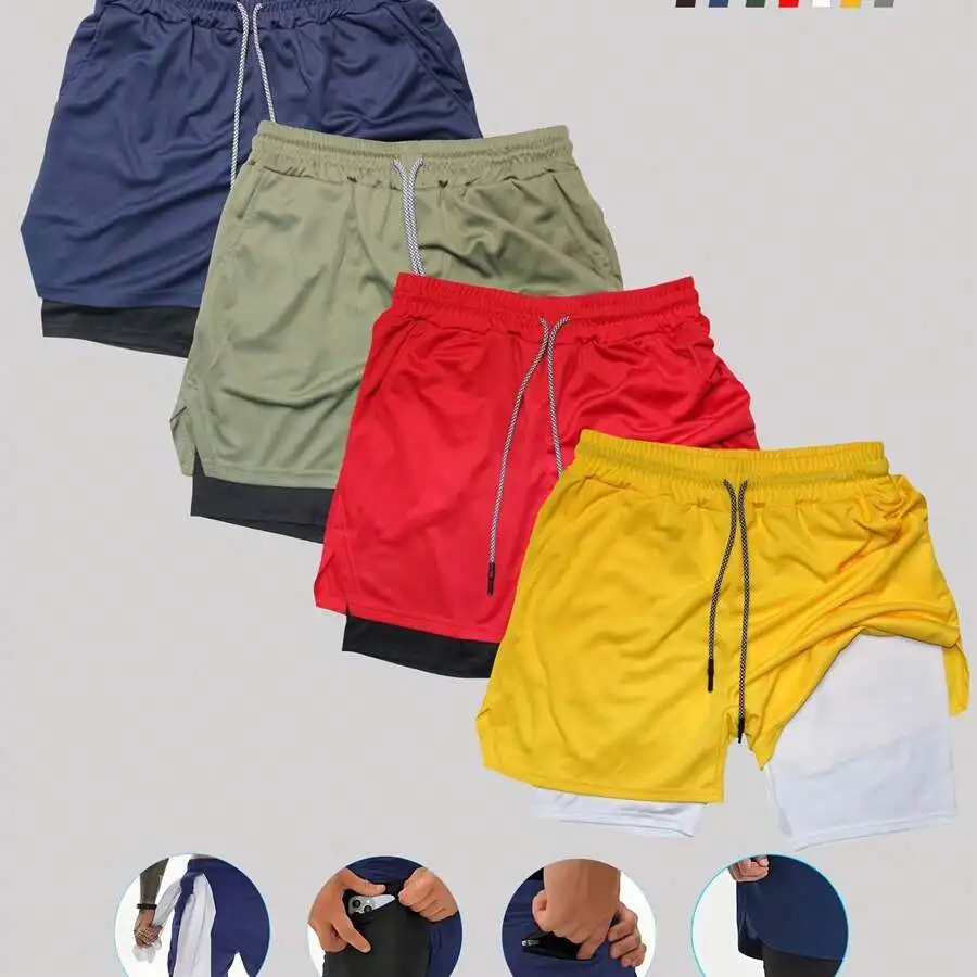 4pcs Mens Regular Fit Quick Dry Double Layer Shorts For Running Fitness Casual Summer
4pcs Mens Regular Fit Quick Dry Double Layer Shorts For Running Fitness Casual Summer