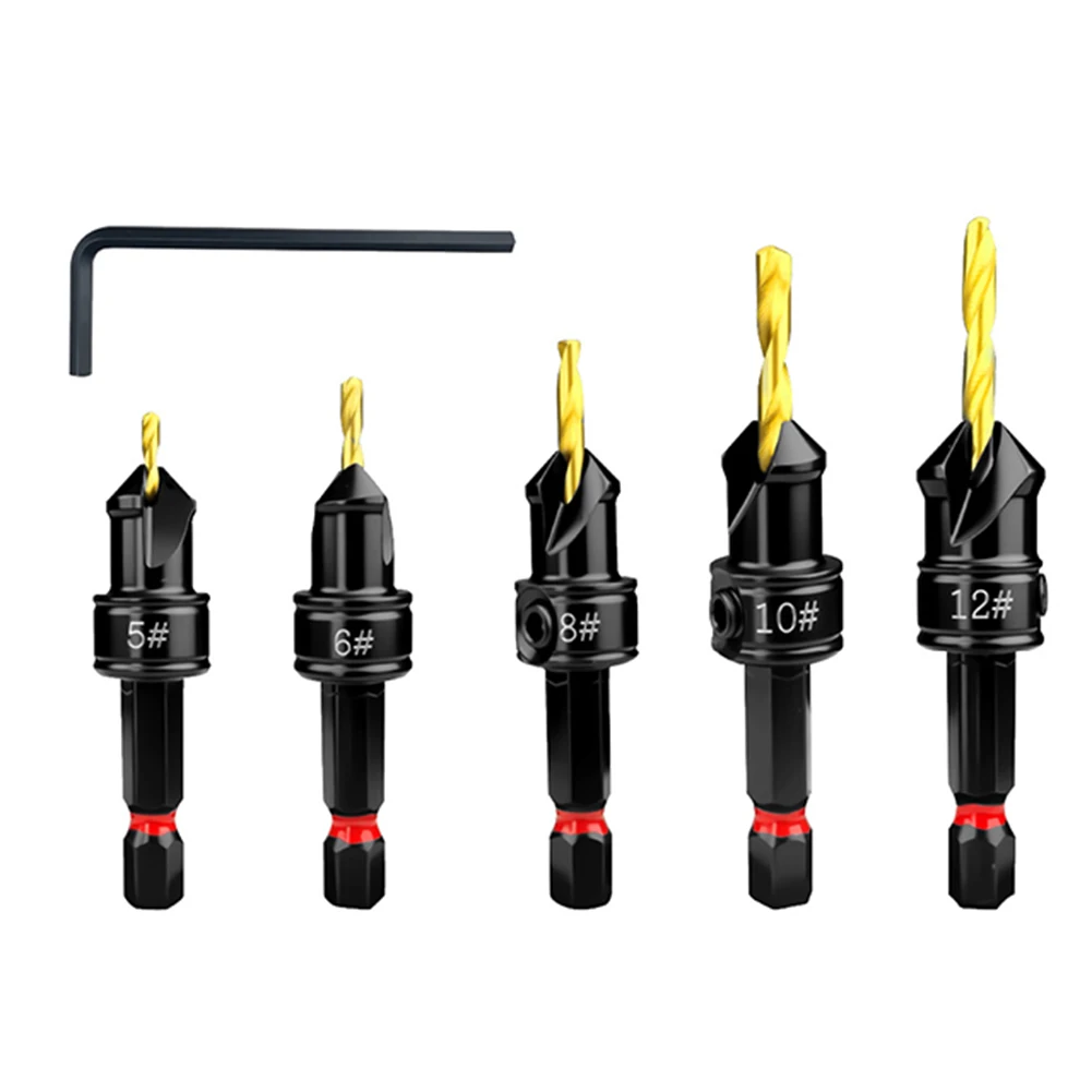 5 шт., сверло с зенковкой, деревообрабатывающее сверло, сверление пилотных отверстий, сверло для сверления пилотных отверстий для размеров винтов # 5 # 6 # 8 # 10
5 шт., сверло с зенковкой, деревообрабатывающее сверло, сверление пилотных отверстий, сверло для сверления пилотных отверстий для размеров винтов # 5 # 6 # 8 # 10
