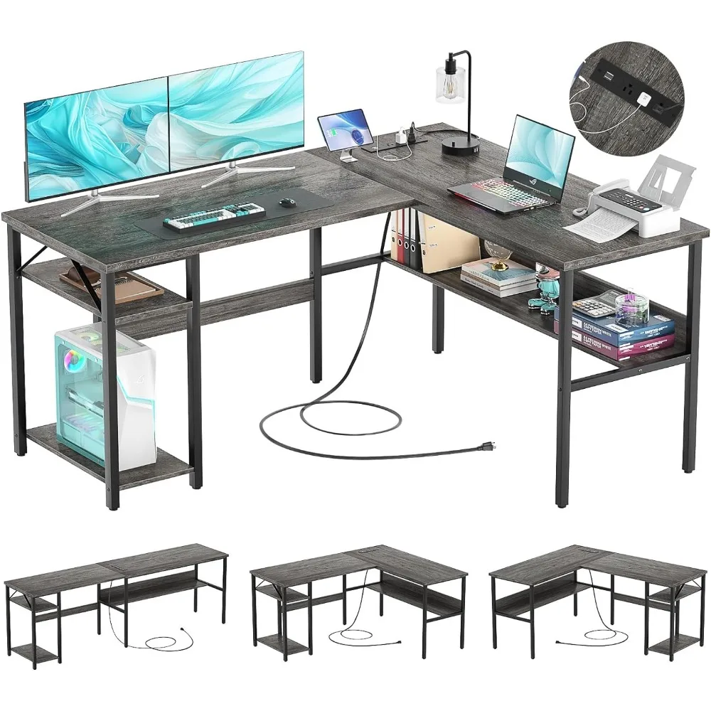L Shaped Gaming Desk with Power Outlets and USB Charging Ports, Sturdy Computer Desk with Storage Shelf, Modern Desk
L Shaped Gaming Desk with Power Outlets and USB Charging Ports, Sturdy Computer Desk with Storage Shelf, Modern Desk