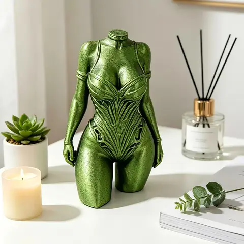 Cyberpunk Style Woman Torso Figurine 3D Printing Art Statue Future Technology Desktop Ornament Home Decor for Living Room Office