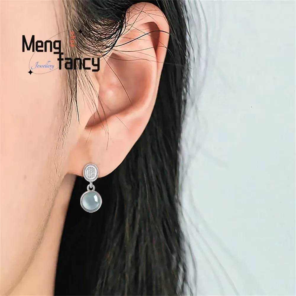 Natural A-goods Jadeite Blue Water Egg Face S925 Silver Inlaid Fashion High-grade Female Models Ice Jade Earrings Luxury Jewelry
Natural A-goods Jadeite Blue Water Egg Face S925 Silver Inlaid Fashion High-grade Female Models Ice Jade Earrings Luxury Jewelry