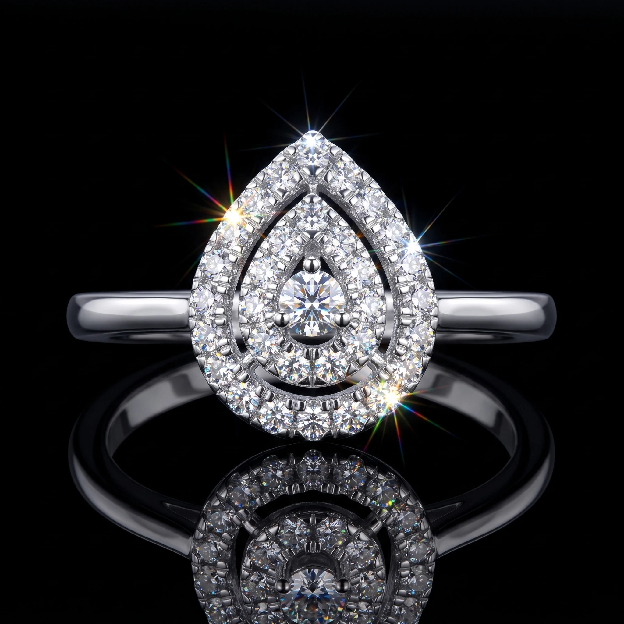 Pear Halo Moissanite Ring, 925 Sterling Silver, D Color VVS1, Double Cluster Design, Light Luxury Engagement, Pass Diamond Teste
Pear Halo Moissanite Ring, 925 Sterling Silver, D Color VVS1, Double Cluster Design, Light Luxury Engagement, Pass Diamond Teste