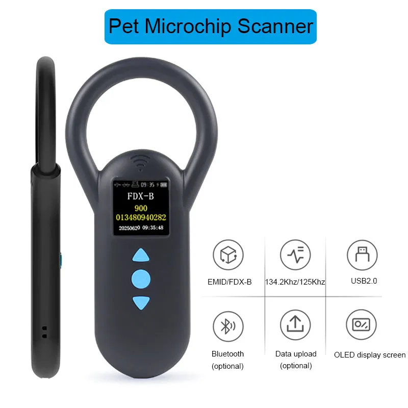 Сканер микрочипов для домашних животных с OLED-дисплеем USB/Bluetooth, считыватель идентификаторов домашних животных, чип-транспондер, USB-ручной сканер микрочипов для животных
Сканер микрочипов для домашних животных с OLED-дисплеем USB/Bluetooth, считыватель идентификаторов домашних животных, чип-транспондер, USB-ручной сканер микрочипов для животных