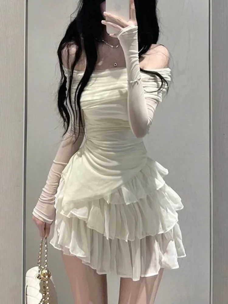 2025 Two Pieces Set Slash Neck Solid Pleated Slim Irregular Women T-shirt + Y2k Aesthetic Fashion Chic Sweet Layered Cake Skirts
2025 Two Pieces Set Slash Neck Solid Pleated Slim Irregular Women T-shirt + Y2k Aesthetic Fashion Chic Sweet Layered Cake Skirts