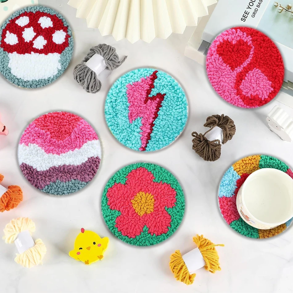 6Pcs Punch Needle Embroidery Coaster Kit Cup Drink Mat Punch Needle Coasters For Adults Beginner Work Decor Craft Supplies
6Pcs Punch Needle Embroidery Coaster Kit Cup Drink Mat Punch Needle Coasters For Adults Beginner Work Decor Craft Supplies