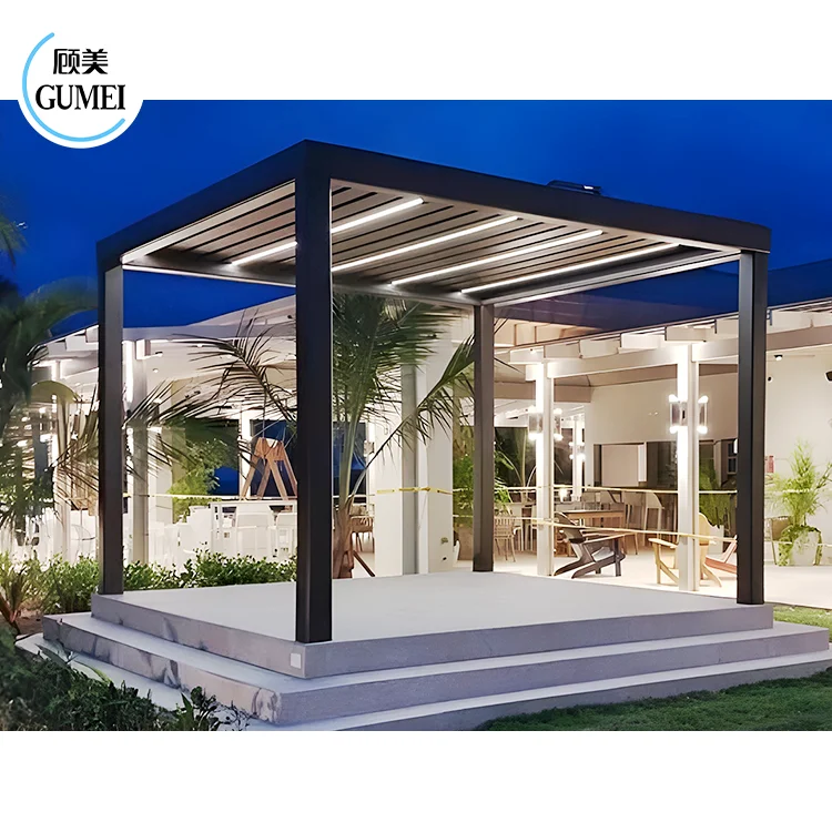 High Quality Garden Patio Aluminum Pergola Modern Gazebo Design WIth Motorized Pergola Louver and LED Light
High Quality Garden Patio Aluminum Pergola Modern Gazebo Design WIth Motorized Pergola Louver and LED Light