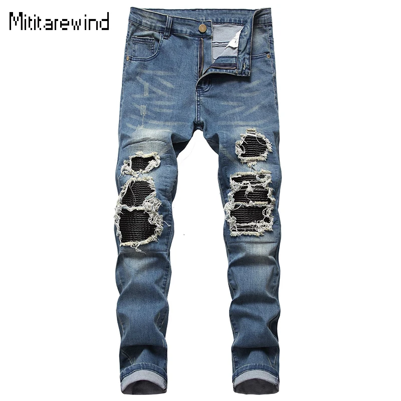 American High Street Ripped Jeans for Men Skinny Pencil Pant Stretch Blue Jeans Trend Full Length Trousers Youth Y2k Streetwear
American High Street Ripped Jeans for Men Skinny Pencil Pant Stretch Blue Jeans Trend Full Length Trousers Youth Y2k Streetwear