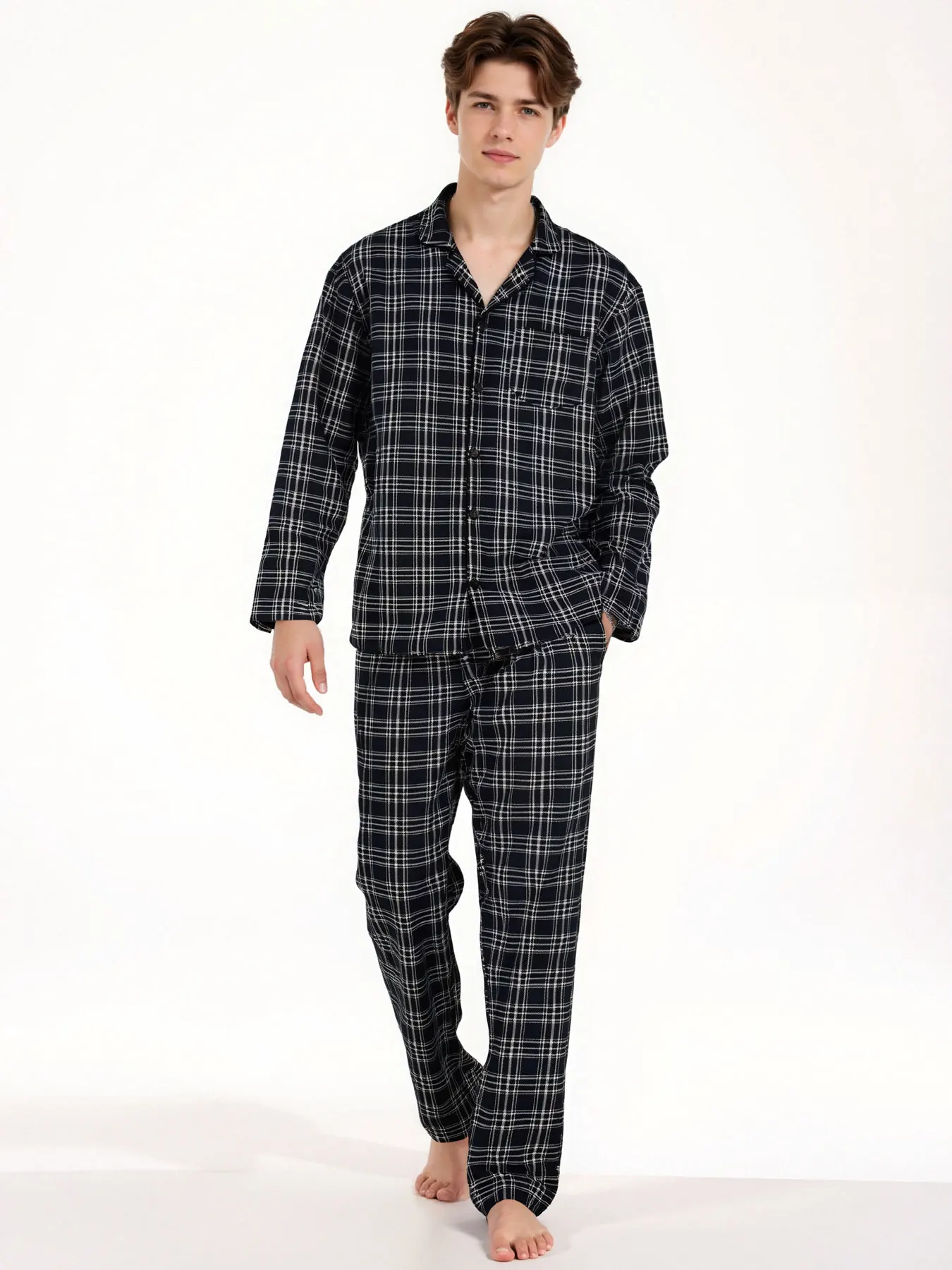 Men's Plaid Pajamas Set Long Sleeve Button down Top with Pocket Soft Comfy Pj Pants M-XL Warm Sleepwear for Men
Men's Plaid Pajamas Set Long Sleeve Button down Top with Pocket Soft Comfy Pj Pants M-XL Warm Sleepwear for Men