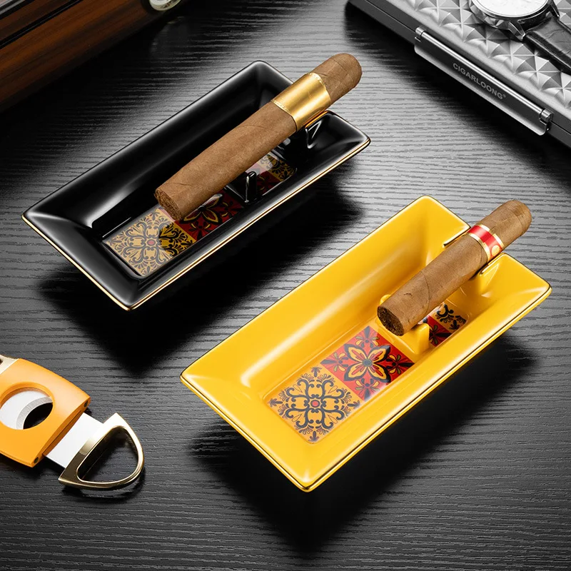 Ceramic Rectangle Cigar Ashtray with Anti-Slip Base Large Diameter Cigar Slot Minimalist Design Ceramic Cigar Holder Accessory
Ceramic Rectangle Cigar Ashtray with Anti-Slip Base Large Diameter Cigar Slot Minimalist Design Ceramic Cigar Holder Accessory
