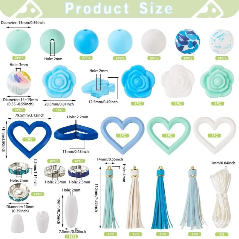 43 Pcs Heart Silicone Beads Set, Heart & Rose Beads with Tassels for DIY Keychain, Bracelet, Jewelry & Car Pendant Crafts
43 Pcs Heart Silicone Beads Set, Heart & Rose Beads with Tassels for DIY Keychain, Bracelet, Jewelry & Car Pendant Crafts