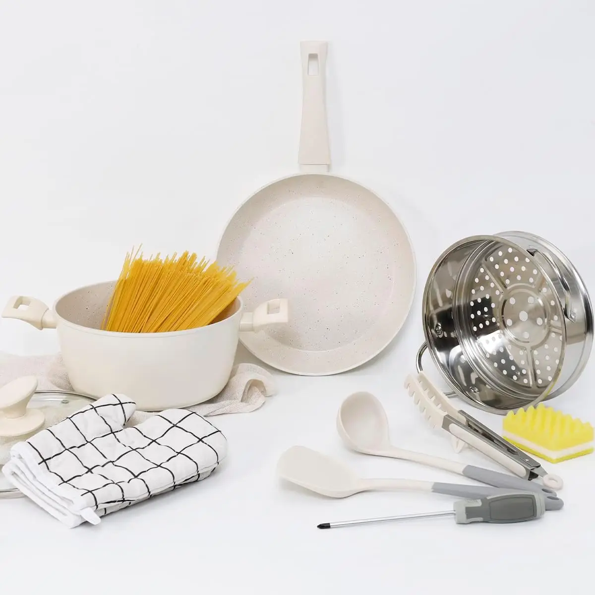 10 Piece Non-Stick Pot Pan Set Induction Cookware 11 Frying Pan 4.5 Qt Stockpot Lid 9.5 Steamer Cooking Utensils Accessories
10 Piece Non-Stick Pot Pan Set Induction Cookware 11 Frying Pan 4.5 Qt Stockpot Lid 9.5 Steamer Cooking Utensils Accessories