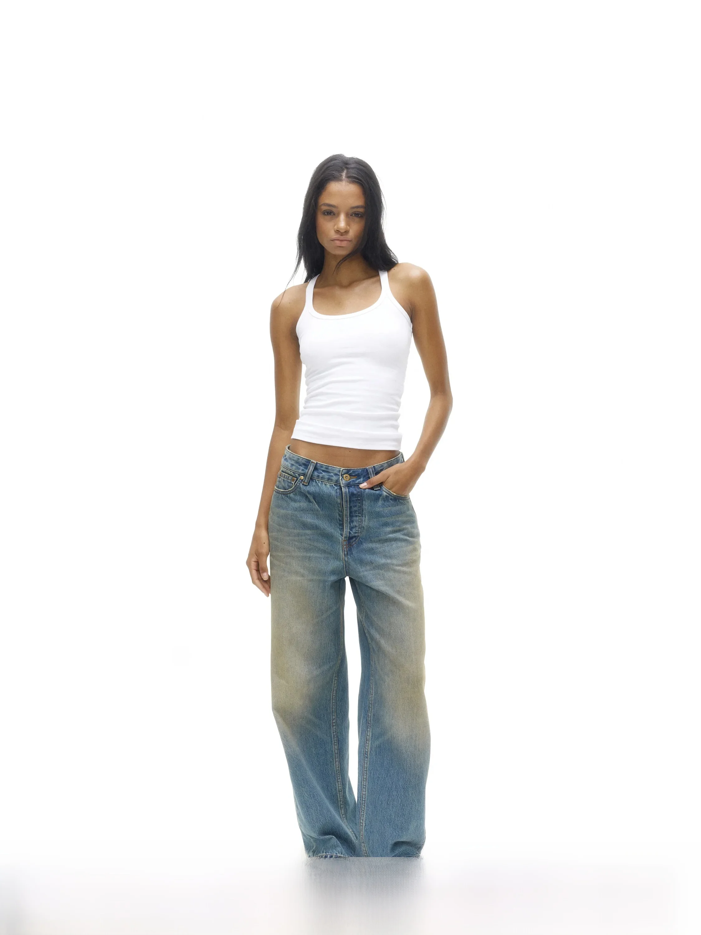 Alright Then 004M mid High Waist Wide Leg Vintage Faded Straight Jeans Casual Cotton Blend Zipper Fly Loose Fit Blue Jeans
Alright Then 004M mid High Waist Wide Leg Vintage Faded Straight Jeans Casual Cotton Blend Zipper Fly Loose Fit Blue Jeans