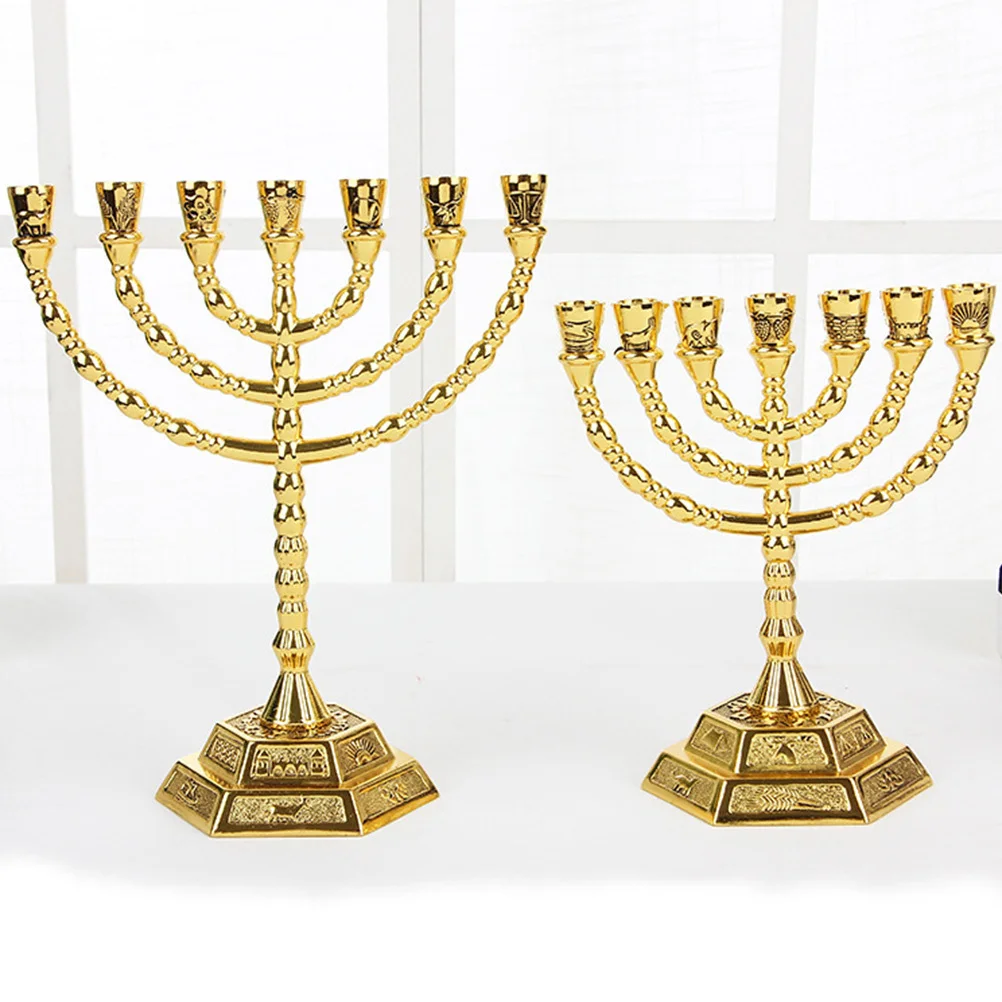 Hanukkah Menorah Jewish Holder 7 Branch Metal Candlestick Elegant Home Decoration Festival Stand
Hanukkah Menorah Jewish Holder 7 Branch Metal Candlestick Elegant Home Decoration Festival Stand