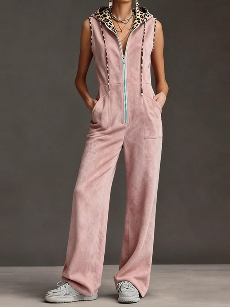 Summer Casual Street Pocket Straight Leg Jumpsuit Fashion Zipper Long Pants Playsuits Leopard Print Hooded Solid Women's Romper
Summer Casual Street Pocket Straight Leg Jumpsuit Fashion Zipper Long Pants Playsuits Leopard Print Hooded Solid Women's Romper