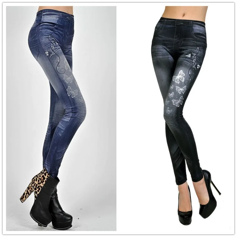 Korean Style Women's Imitation Denim Butterfly Print Leggings Are Fashionable and Slim Fitting Imitating Denim Leggings
Korean Style Women's Imitation Denim Butterfly Print Leggings Are Fashionable and Slim Fitting Imitating Denim Leggings