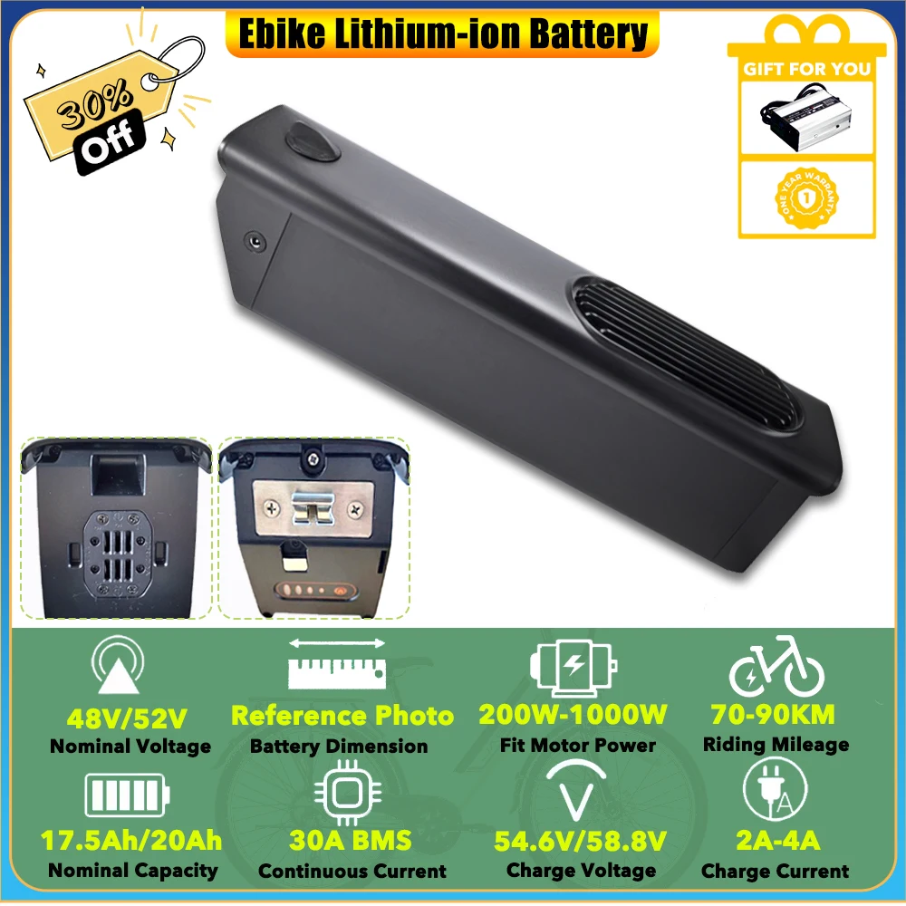 Removable 48V 15Ah 20Ah 52V 17.5Ah Replacement Lithium-ion Battery Pack for Actbestbike Ranger 2.0 Step-Over Mountain Bike
Removable 48V 15Ah 20Ah 52V 17.5Ah Replacement Lithium-ion Battery Pack for Actbestbike Ranger 2.0 Step-Over Mountain Bike