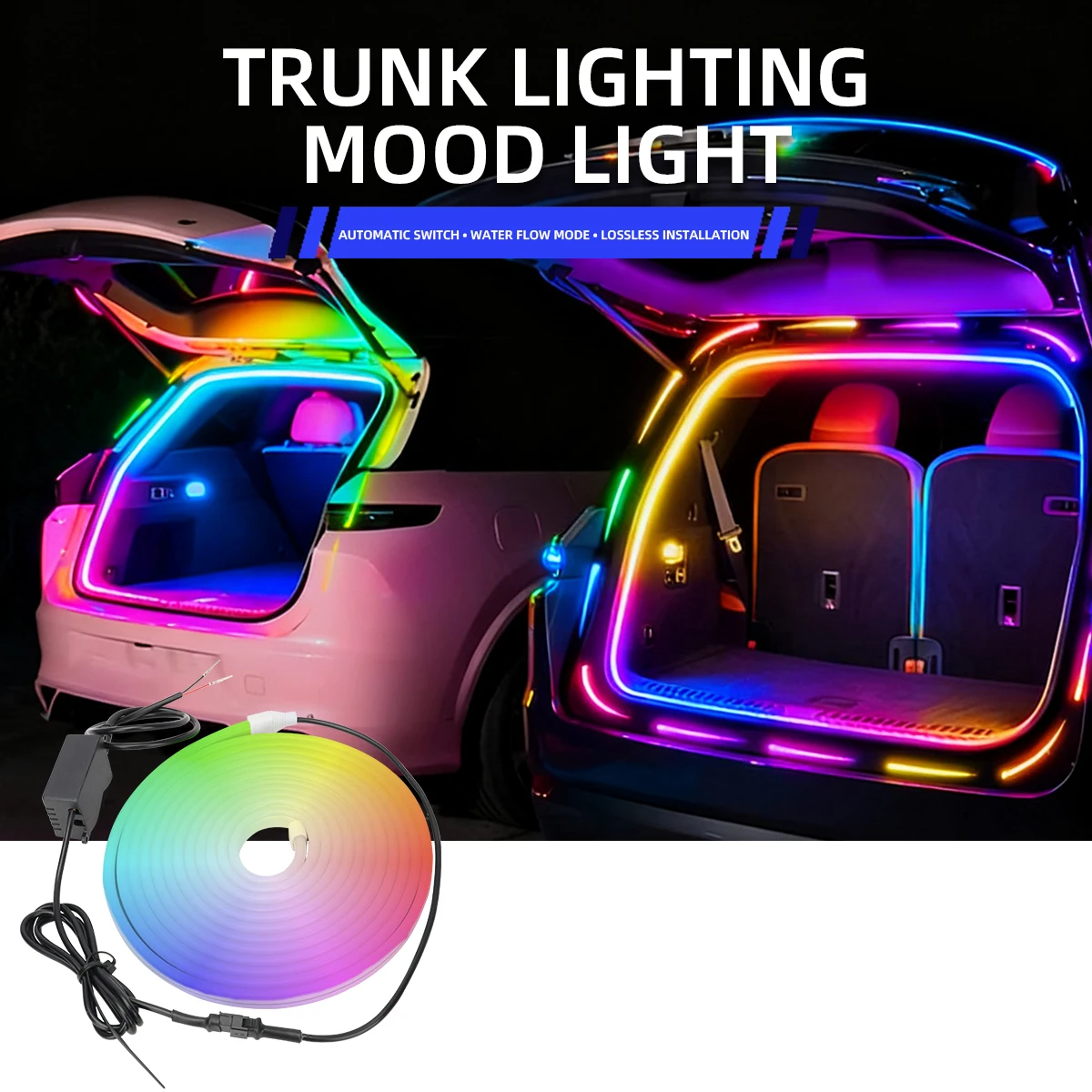 4m Car Trunk LED Strip Light Universal Trunk Decoration Exterior Interior Light App Control RGB Rainbow Dynamic Ambient Light
4m Car Trunk LED Strip Light Universal Trunk Decoration Exterior Interior Light App Control RGB Rainbow Dynamic Ambient Light