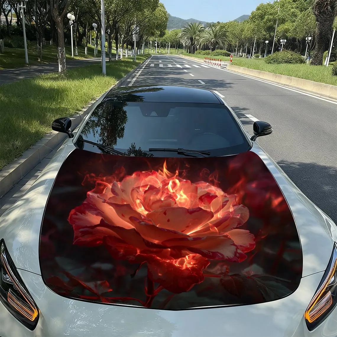 Burning Flame Rose Car Hood Sticker, Colored Vinyl Sticker, Truck Pattern, Engine Hood Decoration Accessories, Waterproof, Scrat
Burning Flame Rose Car Hood Sticker, Colored Vinyl Sticker, Truck Pattern, Engine Hood Decoration Accessories, Waterproof, Scrat