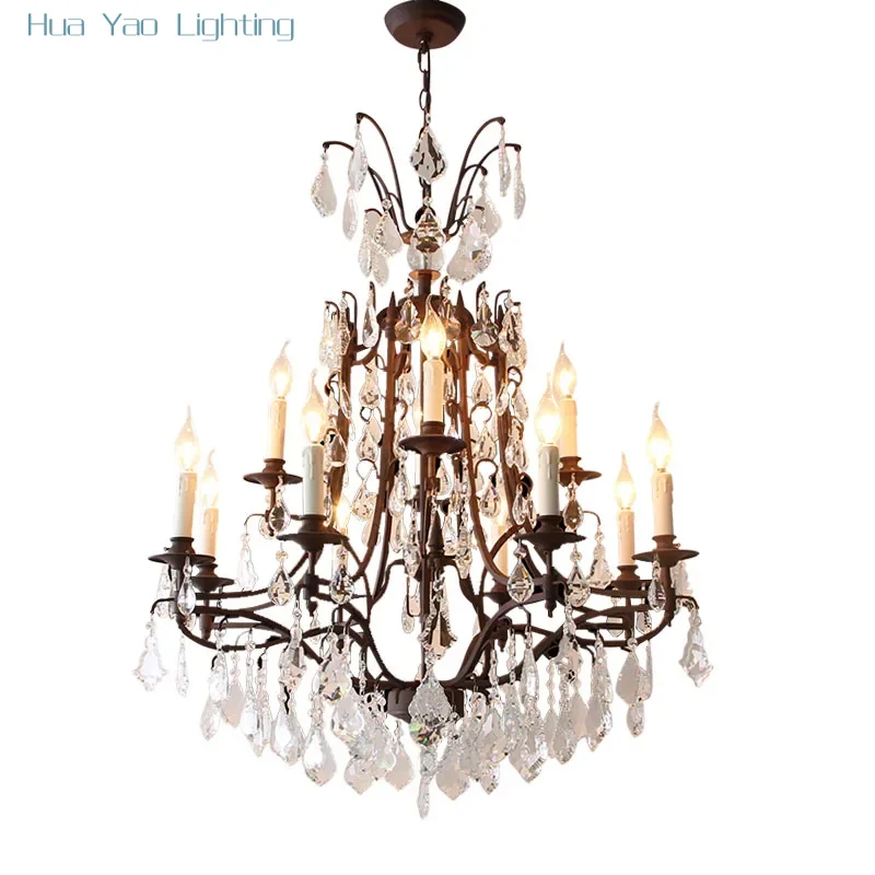 American country chandelier wrought iron retro living room dining room chandelier French stairwell villa crystal chandelier
American country chandelier wrought iron retro living room dining room chandelier French stairwell villa crystal chandelier