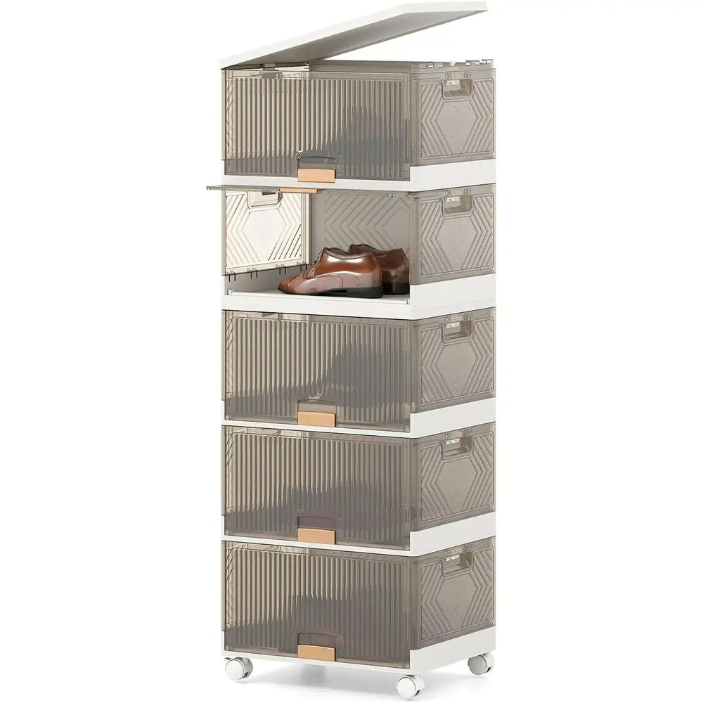 5-уровневые складные контейнеры для хранения с крышками, 85-литровые складные коробки-органайзеры для обуви на колесиках
5-уровневые складные контейнеры для хранения с крышками, 85-литровые складные коробки-органайзеры для обуви на колесиках