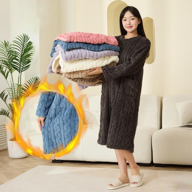 Women Bathrobe Coral Fleece Padded Thickened Warm Plus Size Homewear Pajama Dress for Winter College Students
Women Bathrobe Coral Fleece Padded Thickened Warm Plus Size Homewear Pajama Dress for Winter College Students