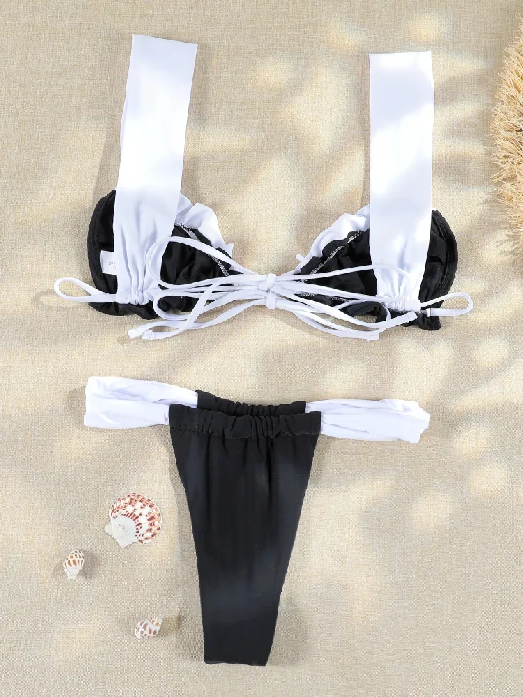 Black And White Bikini Set Women Swimsuit Solid Swimwear Summer Bathing Suit Micro Thong Two Piece Biquini Beachwear
Black And White Bikini Set Women Swimsuit Solid Swimwear Summer Bathing Suit Micro Thong Two Piece Biquini Beachwear