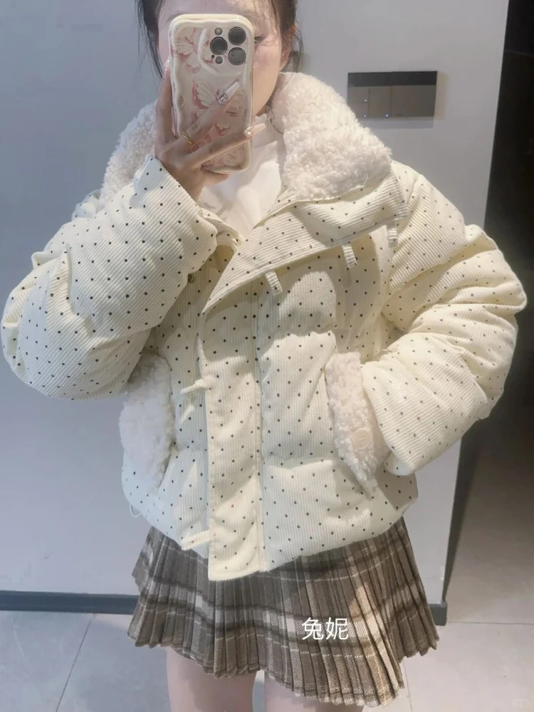 Sweet Polka Dot Parkas Women Winter Loose Casual Thicken Button Patchwork Puffy Coats Korean Fashion Fur Collar Female Outwear
Sweet Polka Dot Parkas Women Winter Loose Casual Thicken Button Patchwork Puffy Coats Korean Fashion Fur Collar Female Outwear