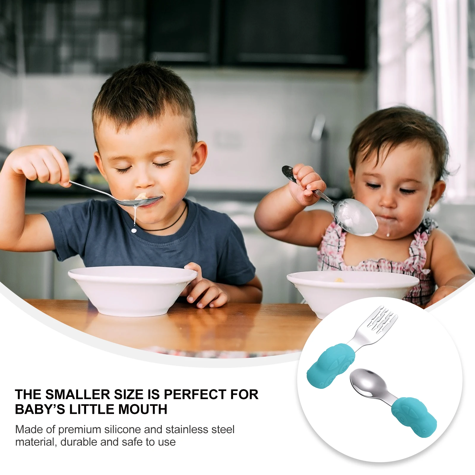 Baby Training Fork Spoon Set Children Tableware Kids Spoons Small Utensils Toddler Eating Training Silverware Blue Color Safe
Baby Training Fork Spoon Set Children Tableware Kids Spoons Small Utensils Toddler Eating Training Silverware Blue Color Safe
