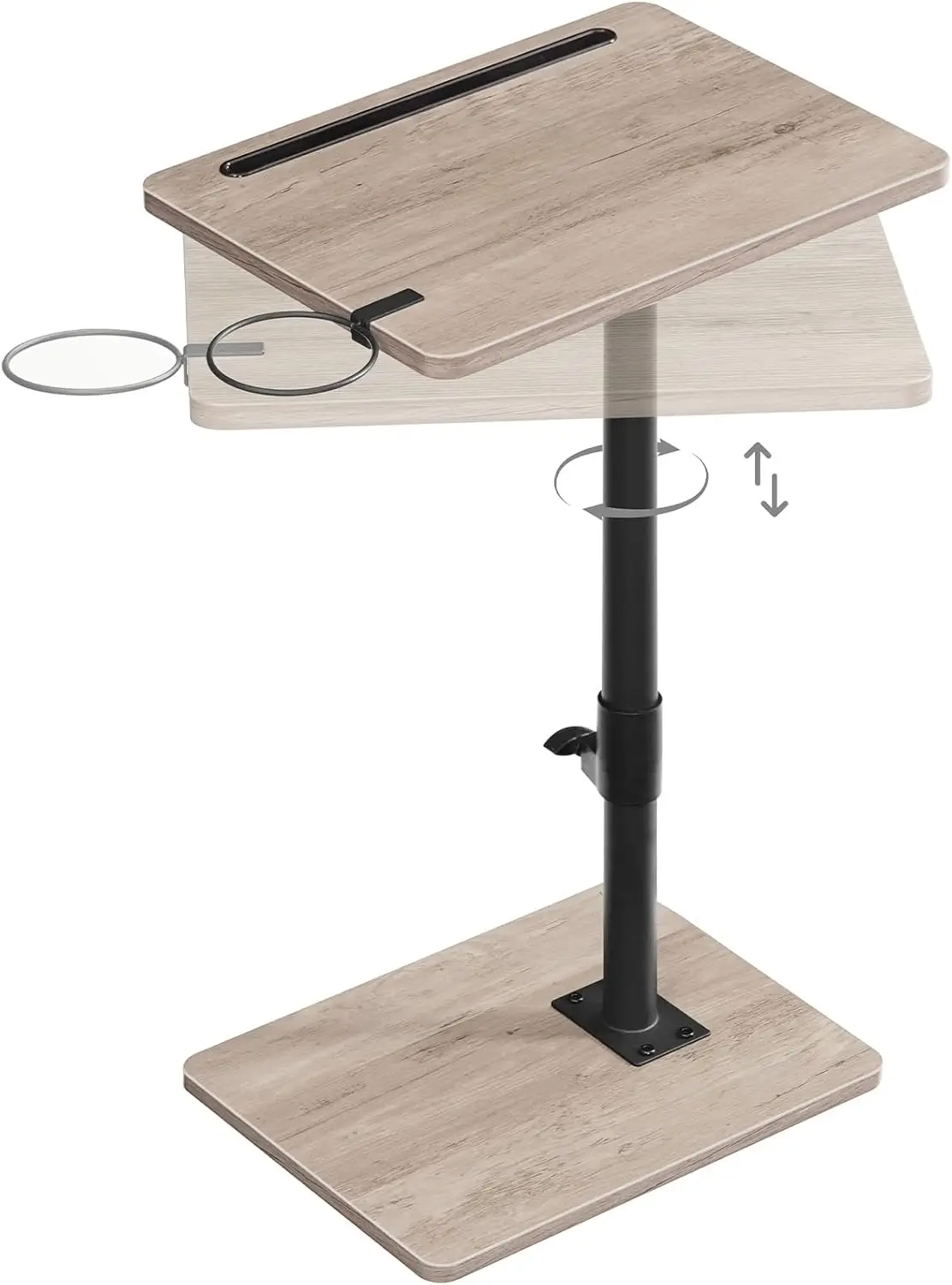TV Tray Table, 360° Swivel Sofa Armrest Tray, Height Adjustable C-Shaped End Table with Cup Holder, Greige & Black BG234BZ01
TV Tray Table, 360° Swivel Sofa Armrest Tray, Height Adjustable C-Shaped End Table with Cup Holder, Greige & Black BG234BZ01